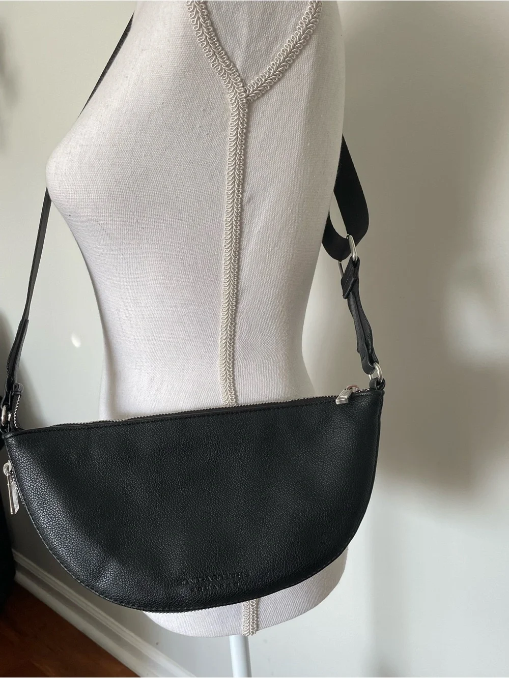 Sondra Roberts Faux Pebbled Leather Crescent Crossbody Bag